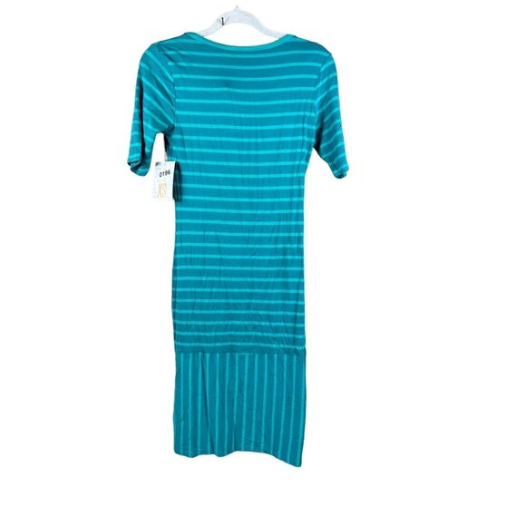Lularoe Women's Turquoise Striped Dress - Picture 2 of 6